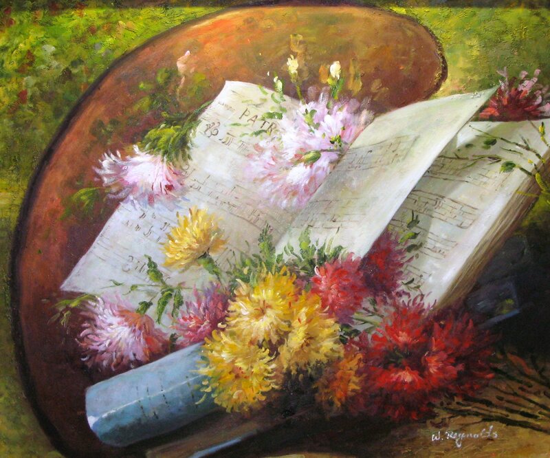 Flowers on sheet music