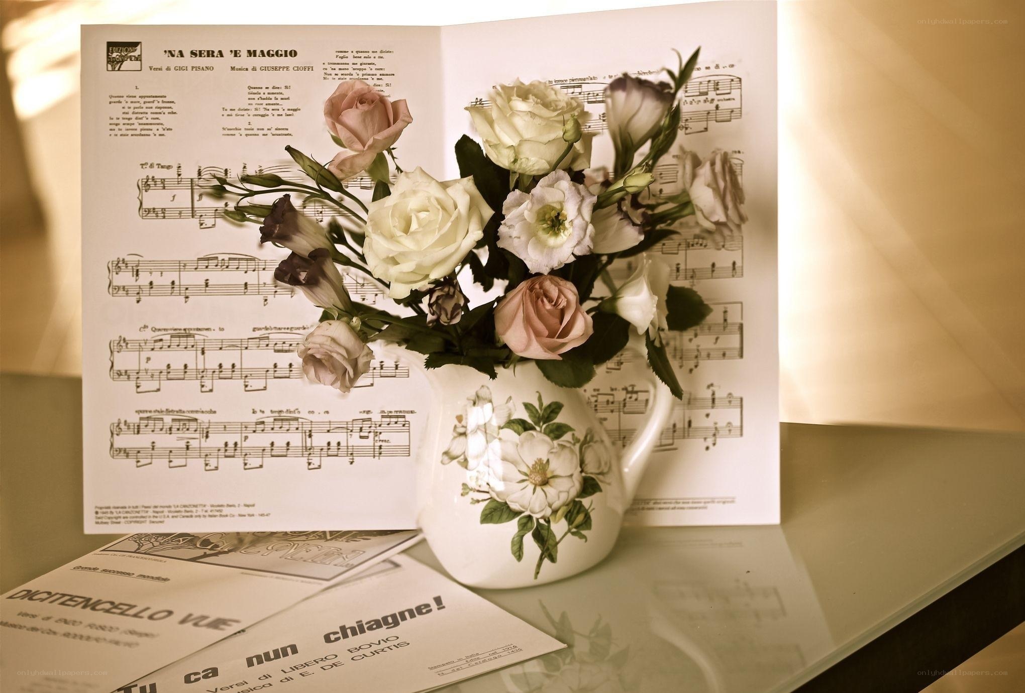 Flowers on sheet music