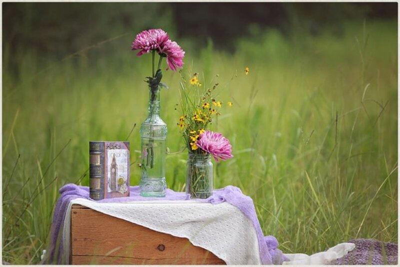 Flowers on Wooden Box