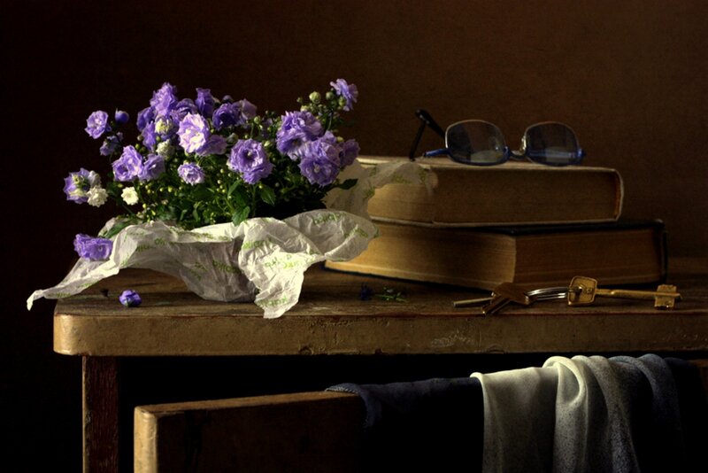 Flowers on Wooden Table