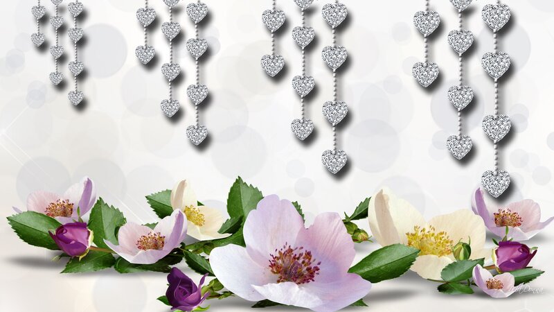Flowers with Heart Decorations