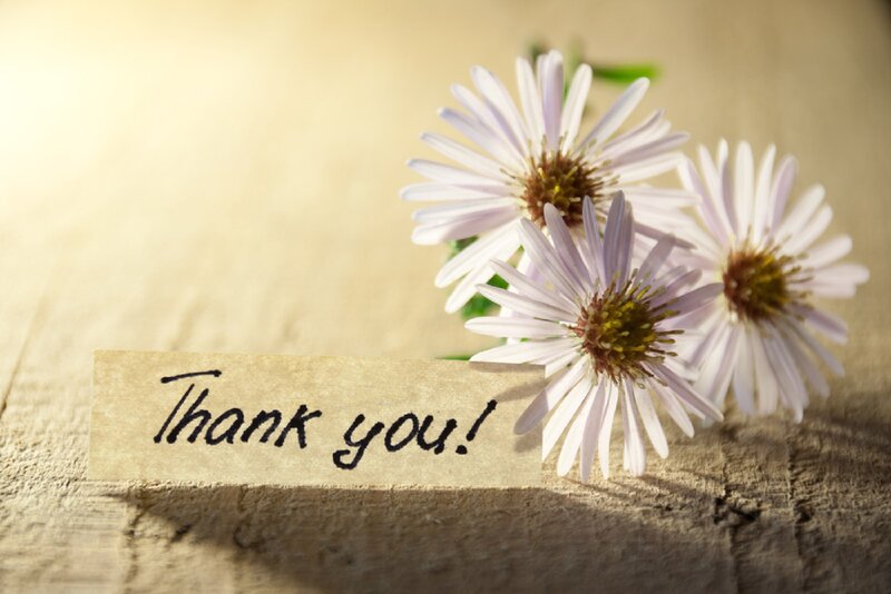 Flowers with Thank You Note