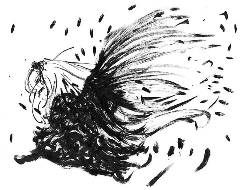 flowing hair in motion