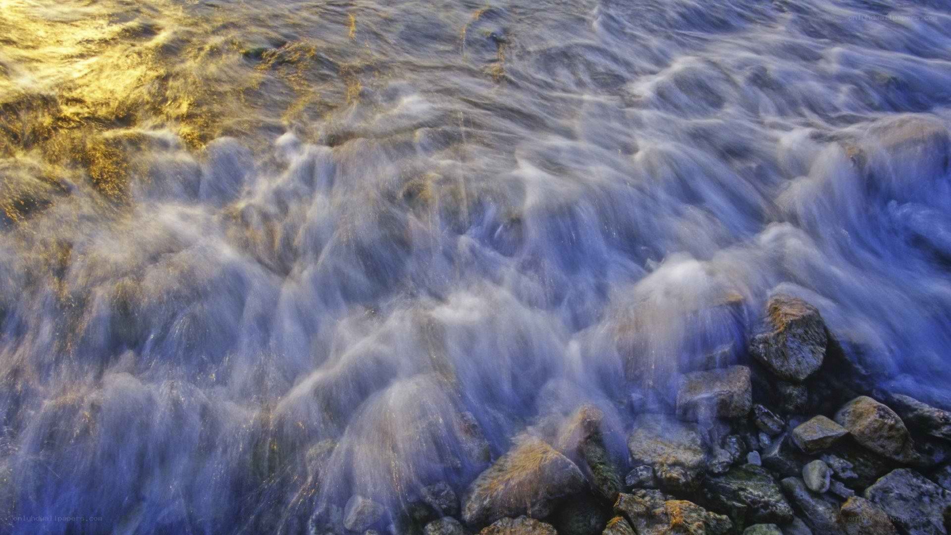 flowing water over rocks