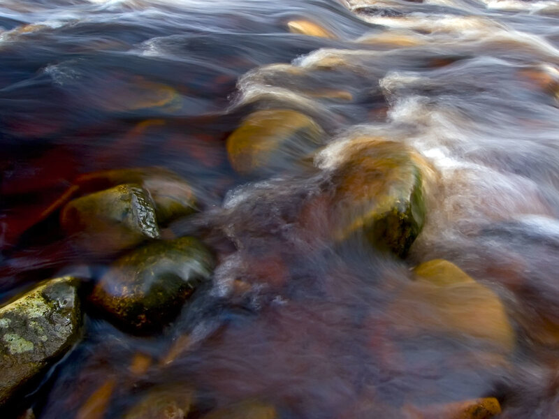 flowing water over rocks
