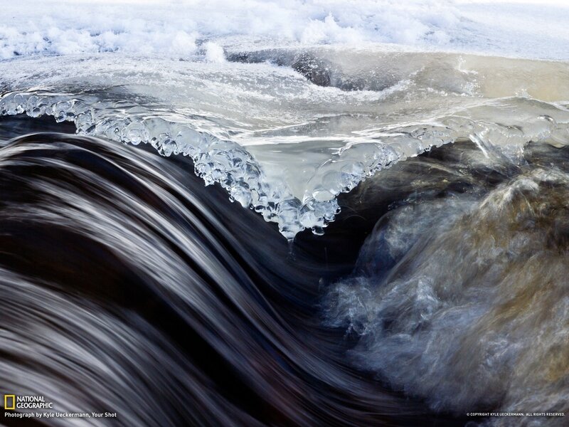 Flowing Water under Ice — White