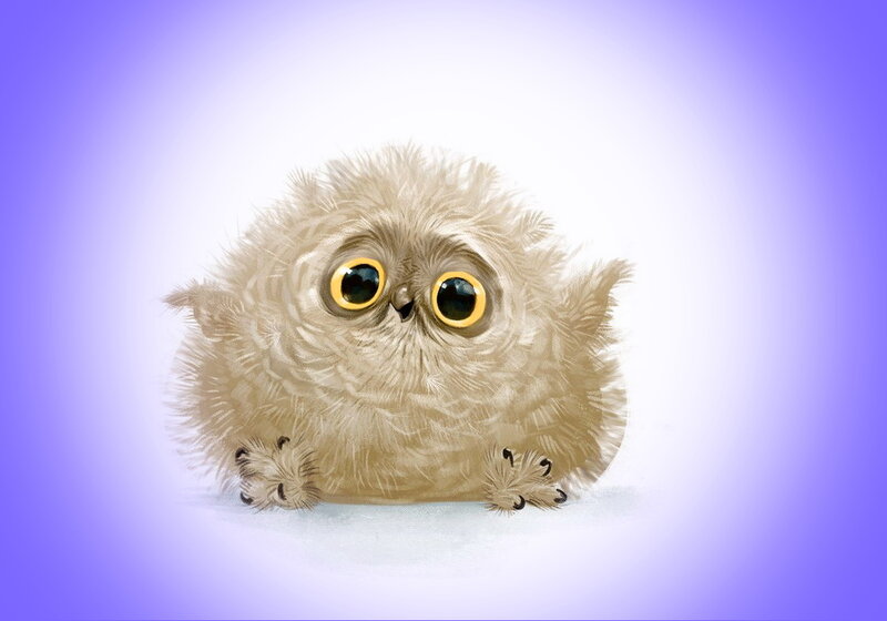 Fluffy Baby Owl — Purple