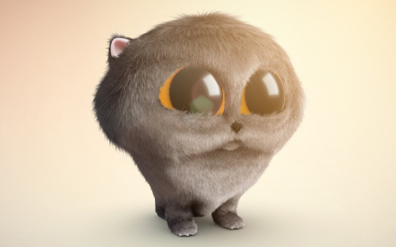 fluffy cartoon cat character