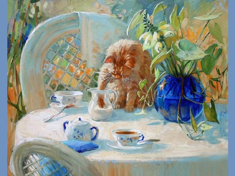 Fluffy Cat Drinking Milk