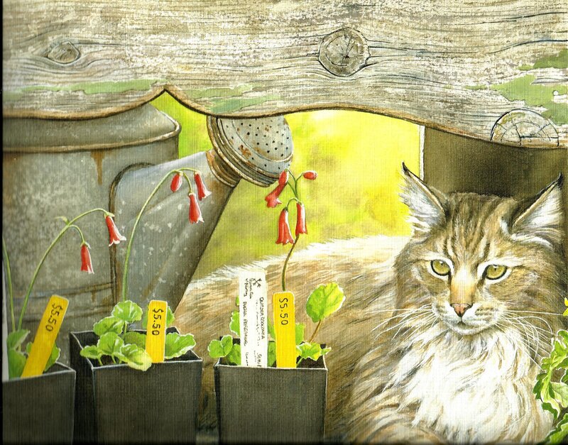 Fluffy Cat in Garden — Brown