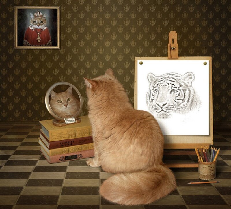 Fluffy Cat Painting