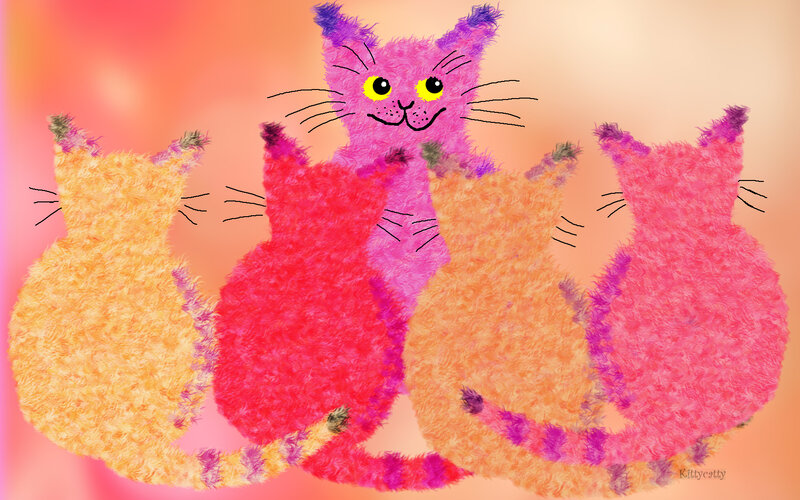 Fluffy Cats in a Group