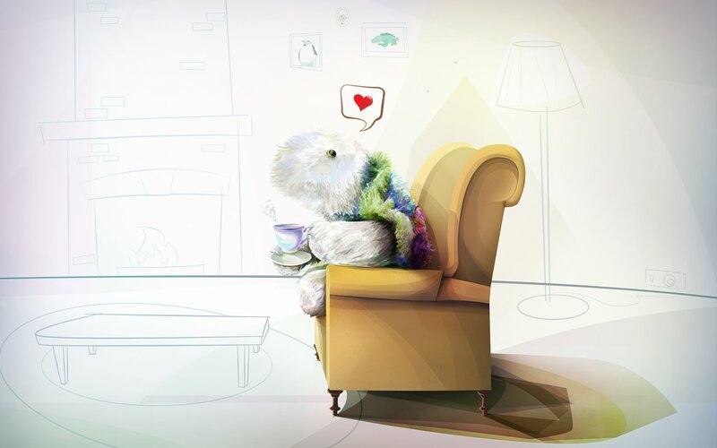 fluffy creature with tea