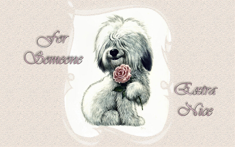 Fluffy Dog Holding Rose