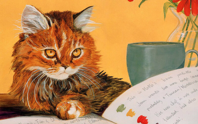Fluffy Ginger Cat — Orange, Calm, Painting