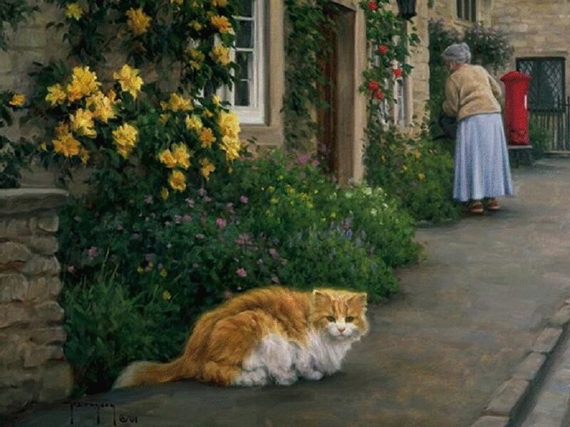 Fluffy Ginger Cat — Orange, Serene
