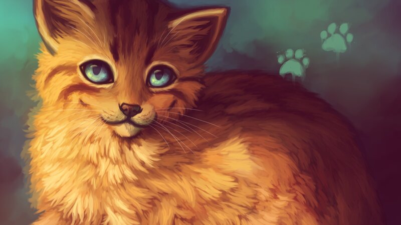 Fluffy Ginger Kitten — Orange, Calm, Digital Art