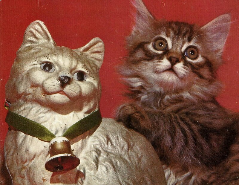 Fluffy Kitten and Cat Figurine