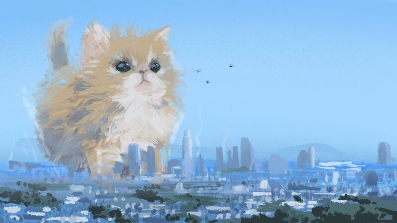 Fluffy Kitten in City