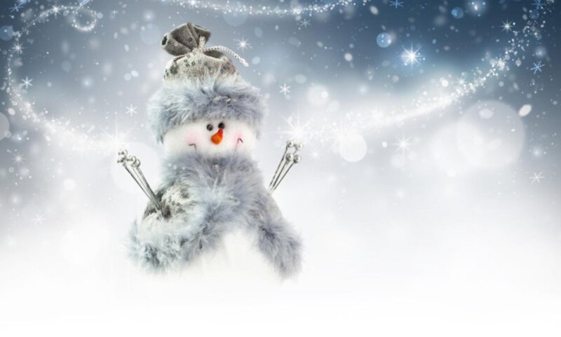 Fluffy Snowman Figure — White, Festive
