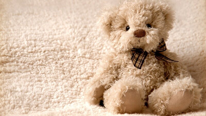fluffy teddy bear with bow