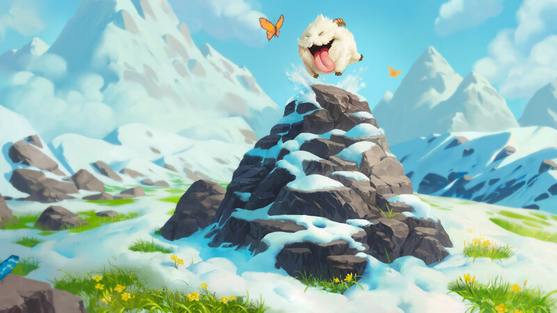 Fluffy White Creature — Blue, Playful