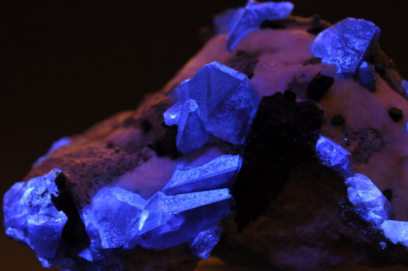 fluorescent blue crystals