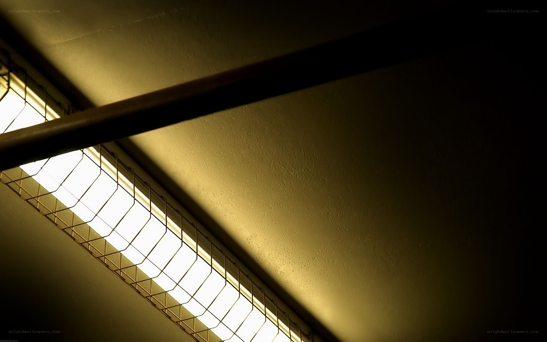 fluorescent light in a dark room
