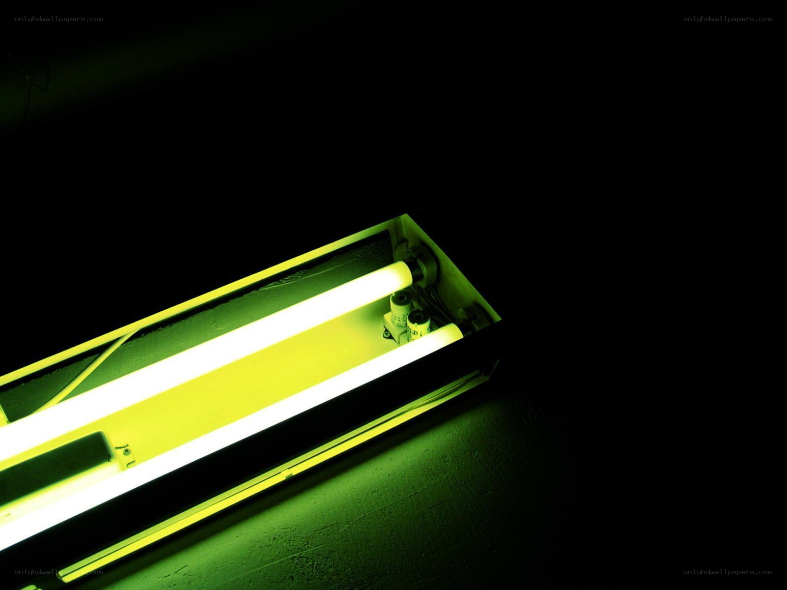 fluorescent light in darkness