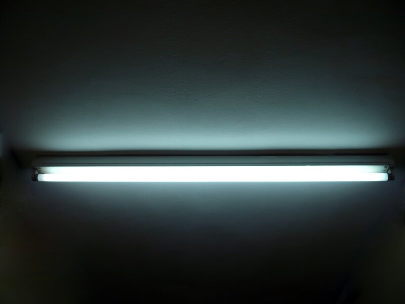 fluorescent light on ceiling