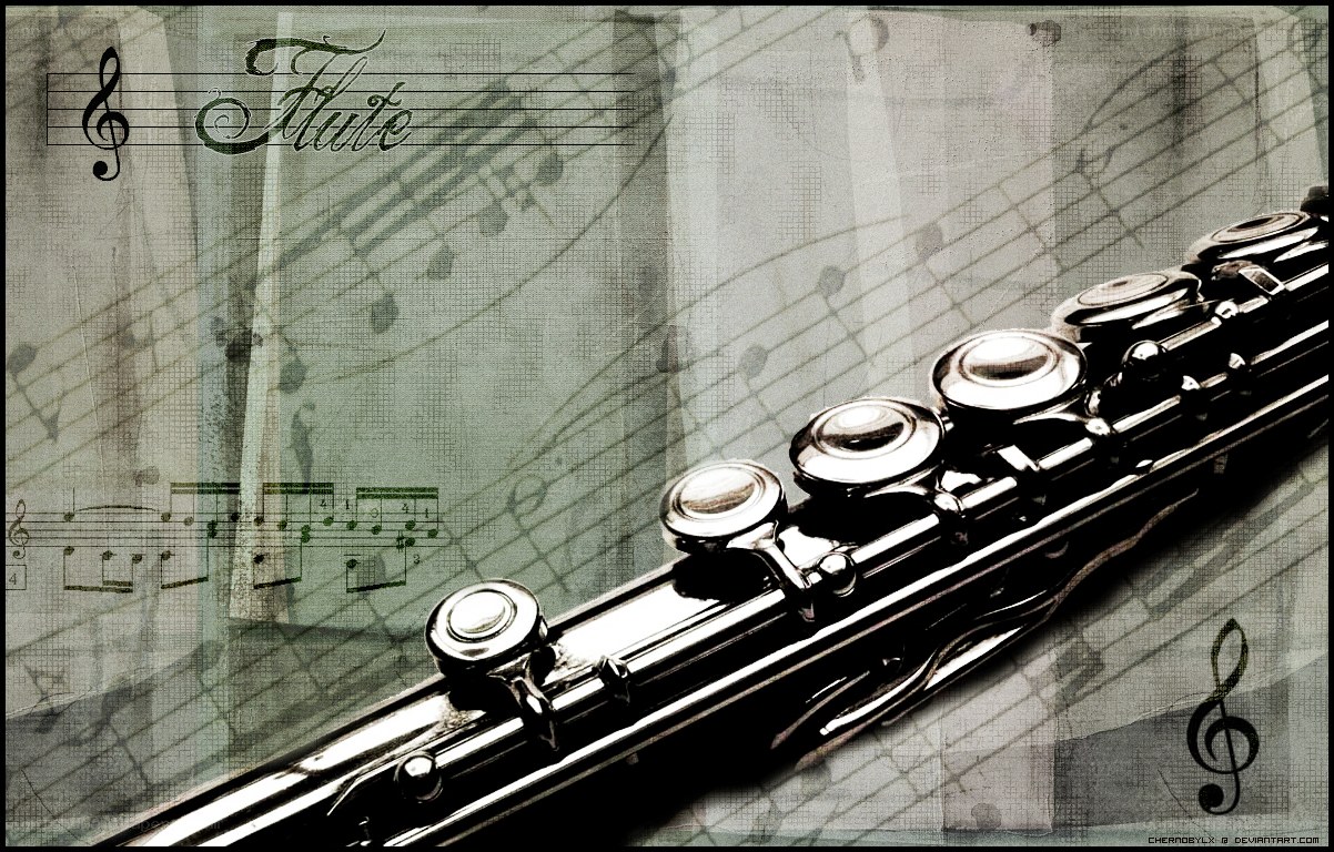 Flute on sheet music