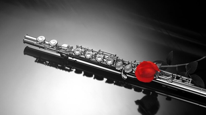 flute with red rose