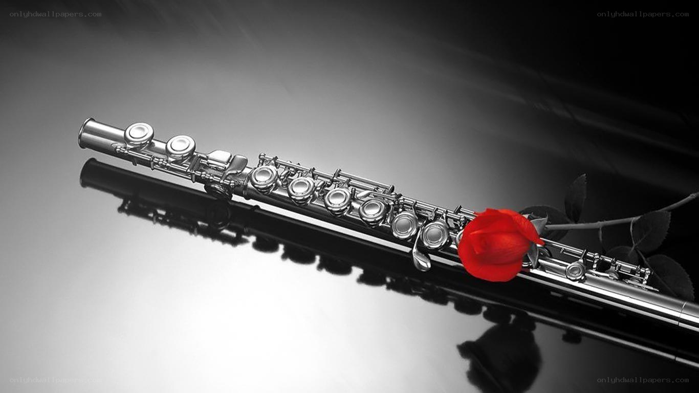 flute with red rose