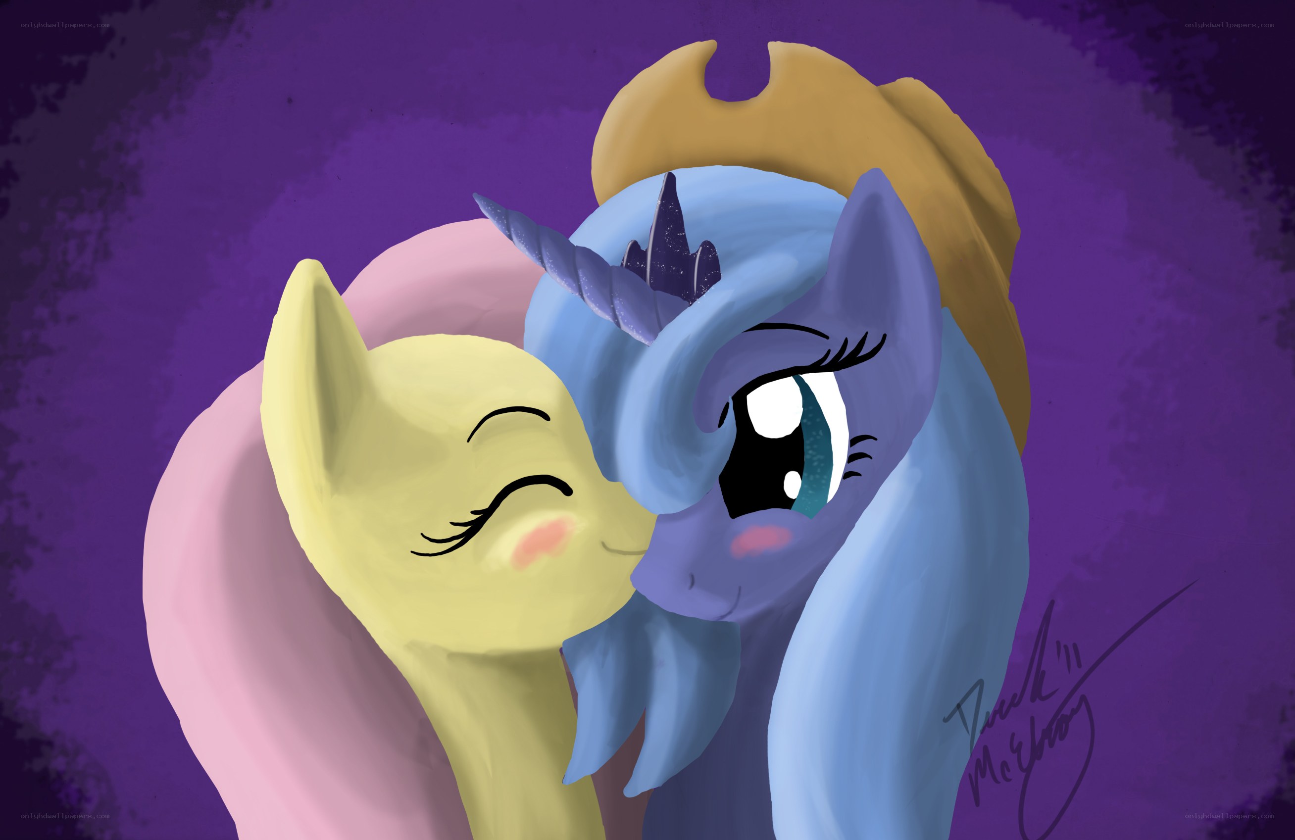 Fluttershy and Luna hug