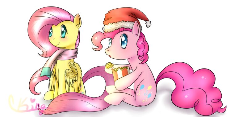 Fluttershy and Pinkie Pie holiday scene