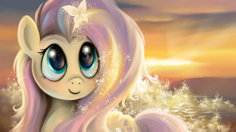 fluttershy at sunset