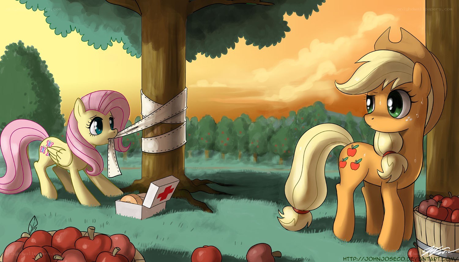 Fluttershy bandages Applejack