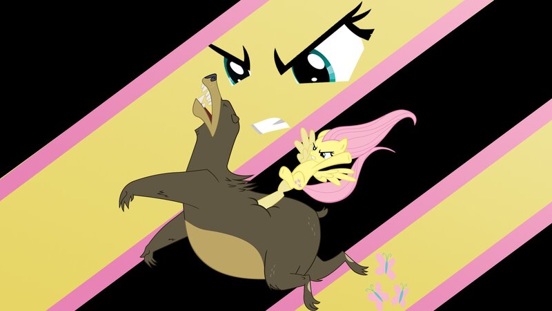 Fluttershy fighting a bear