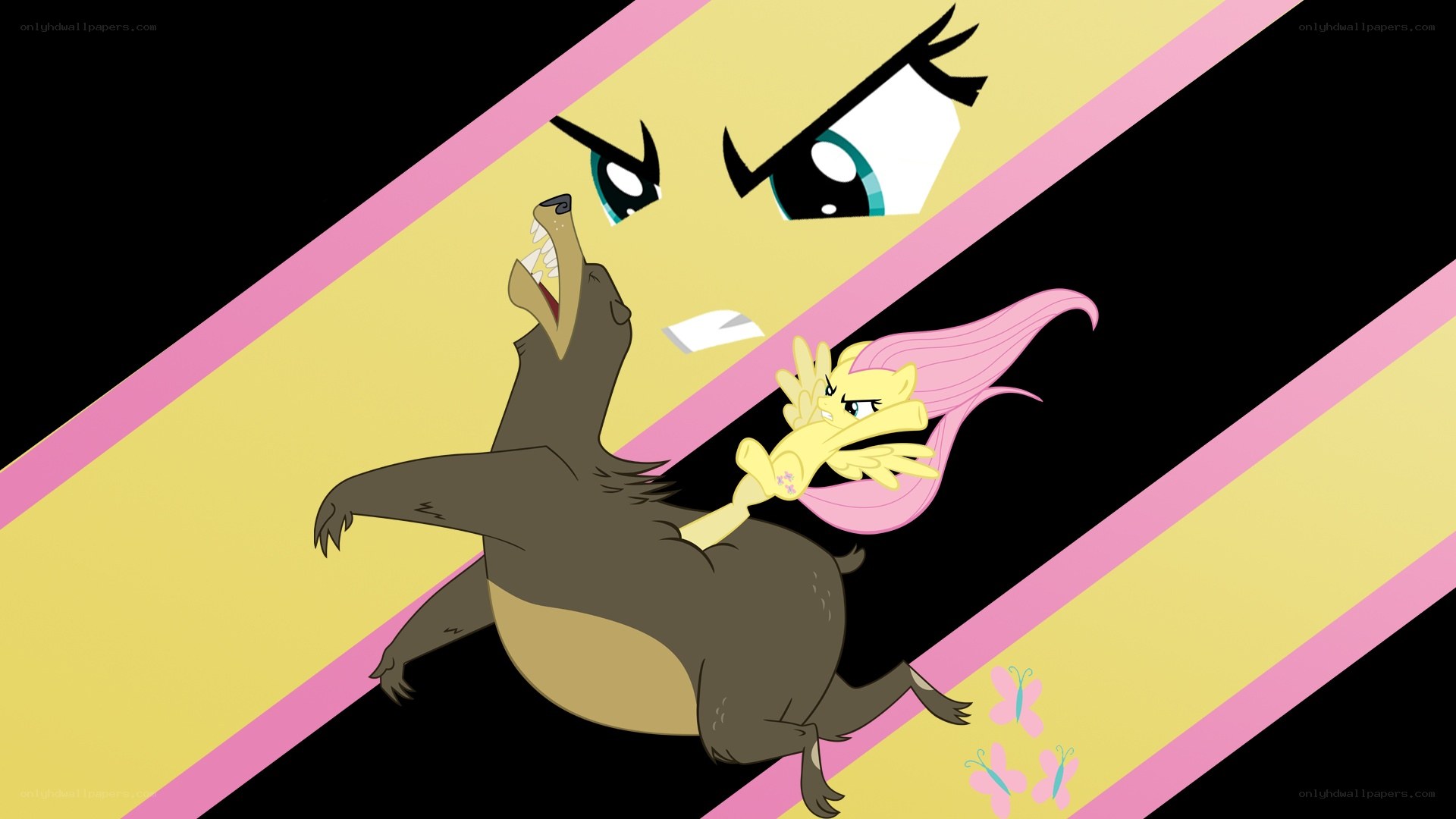 Fluttershy fighting a bear