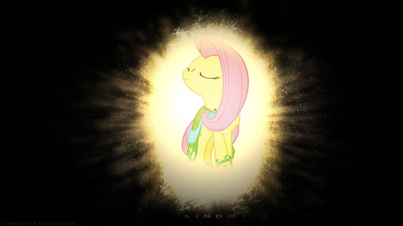 Fluttershy glowing in light