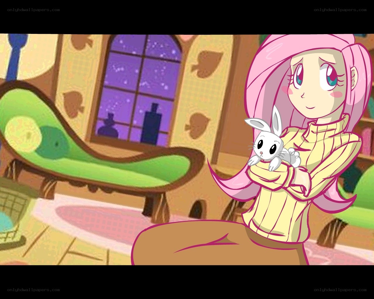 Fluttershy holding a bunny