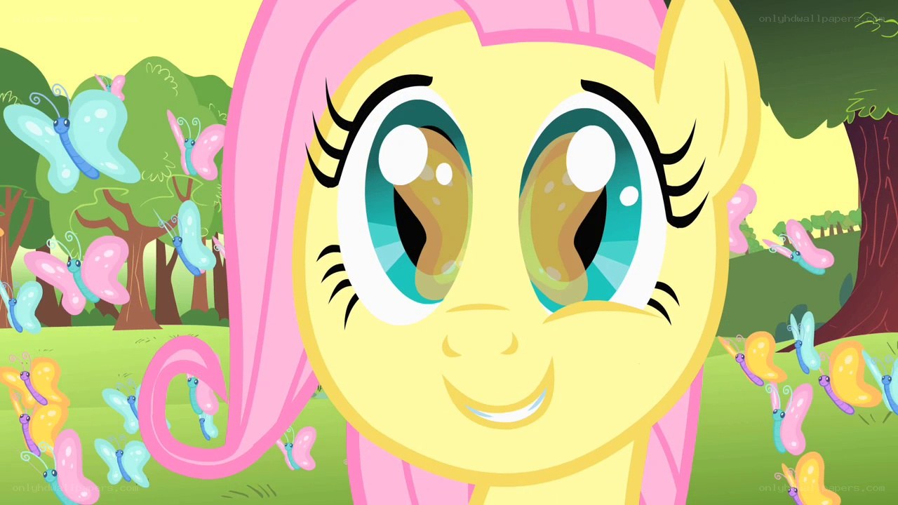 Fluttershy in a butterfly field