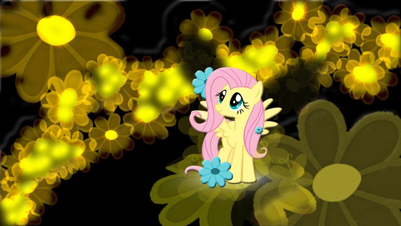 Fluttershy in a field of flowers