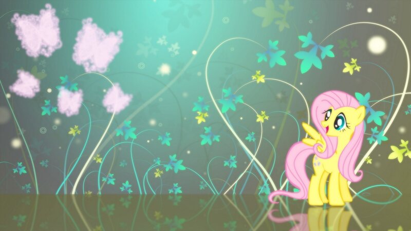 Fluttershy in a floral garden