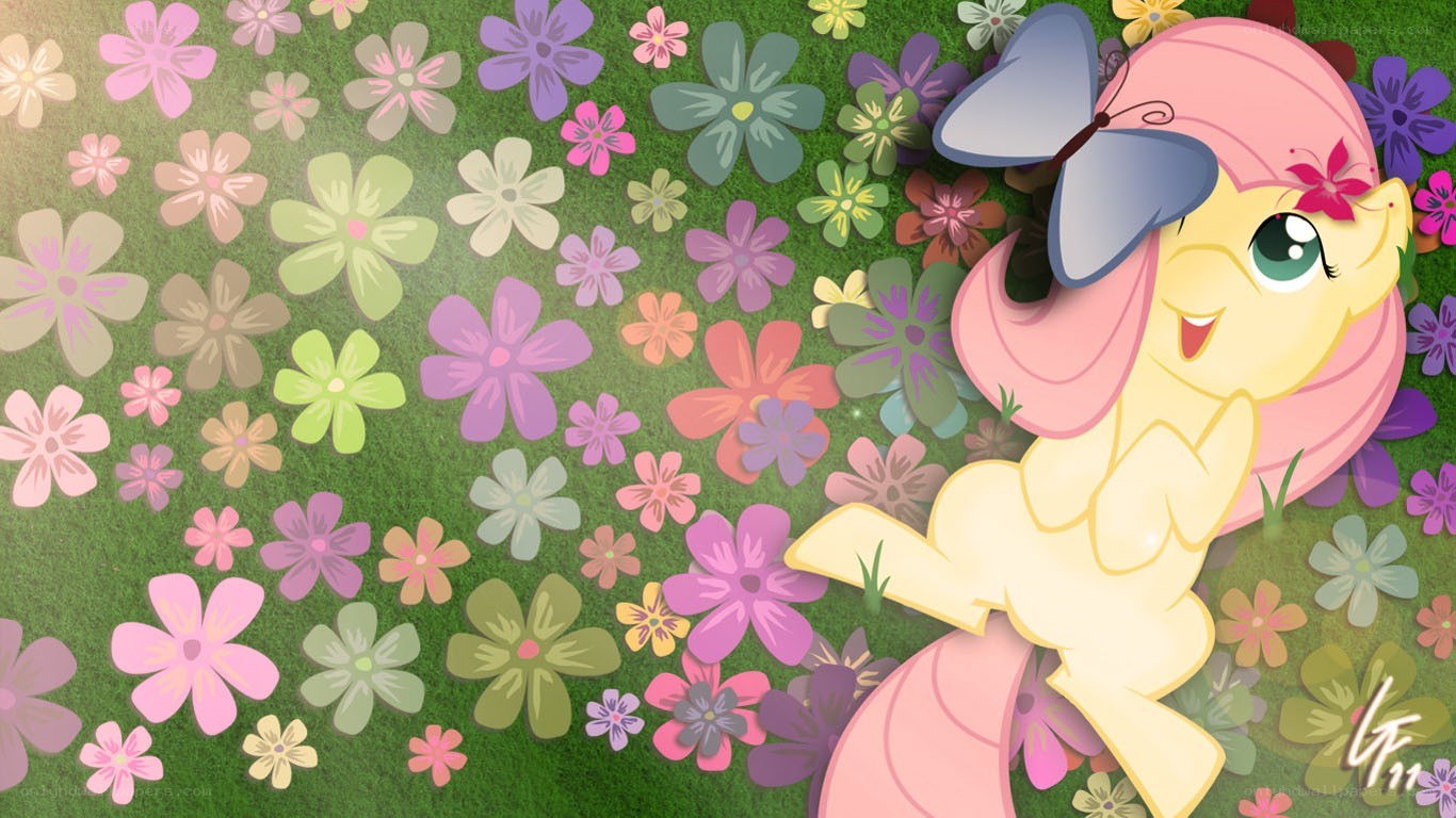 Fluttershy in a flower field