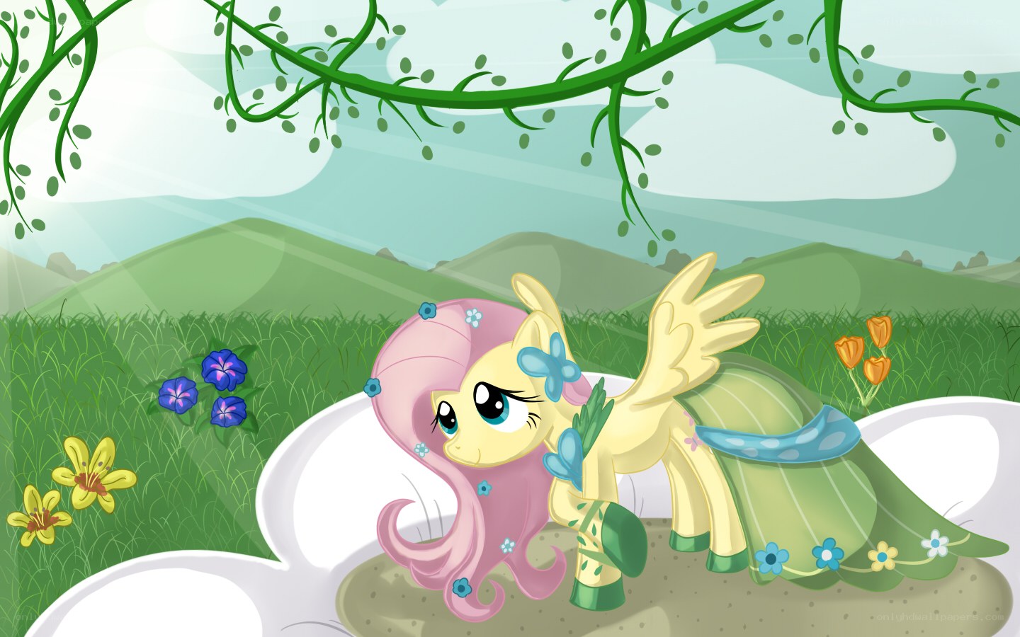 Fluttershy in a flower field