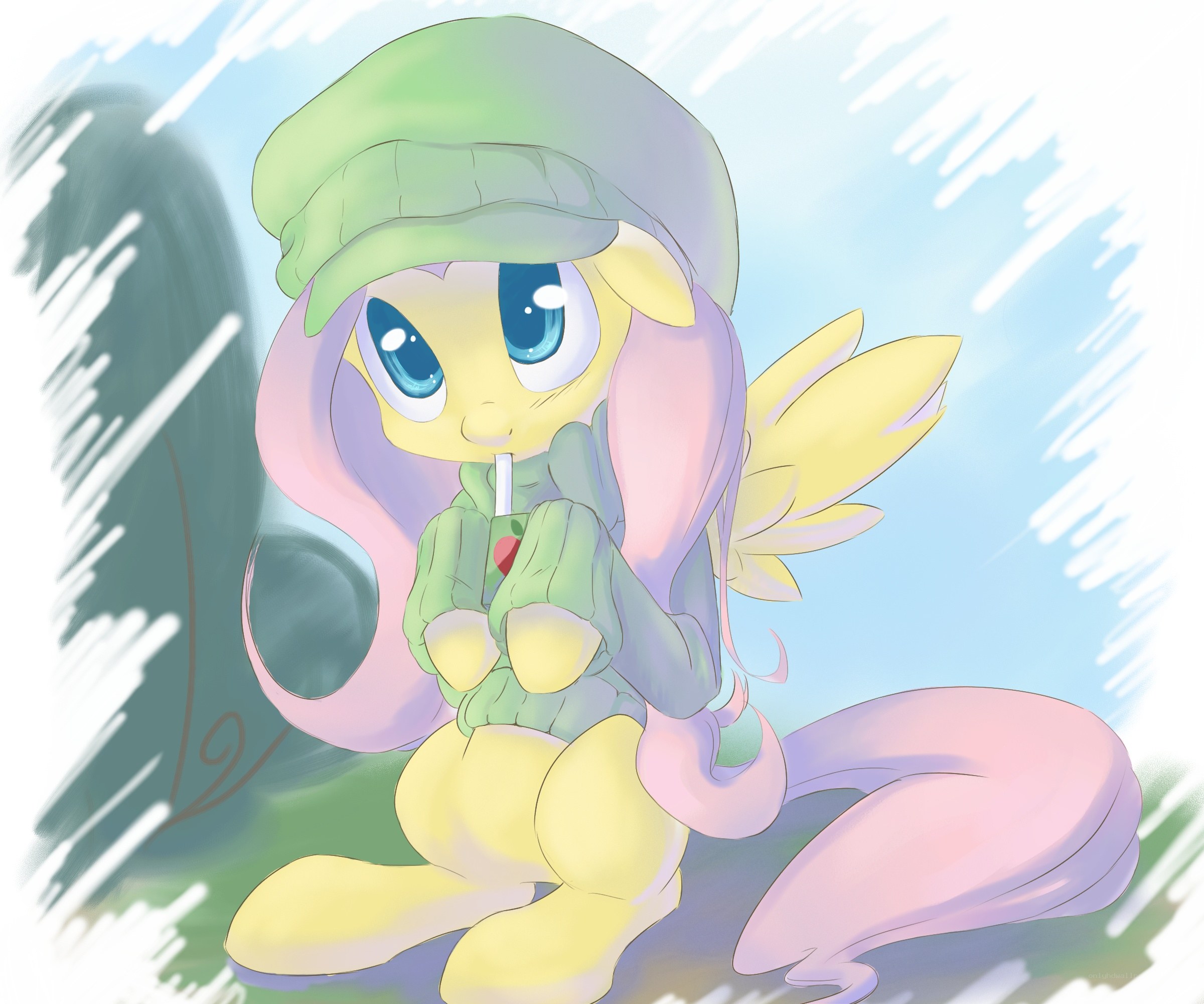 Fluttershy in a green hat