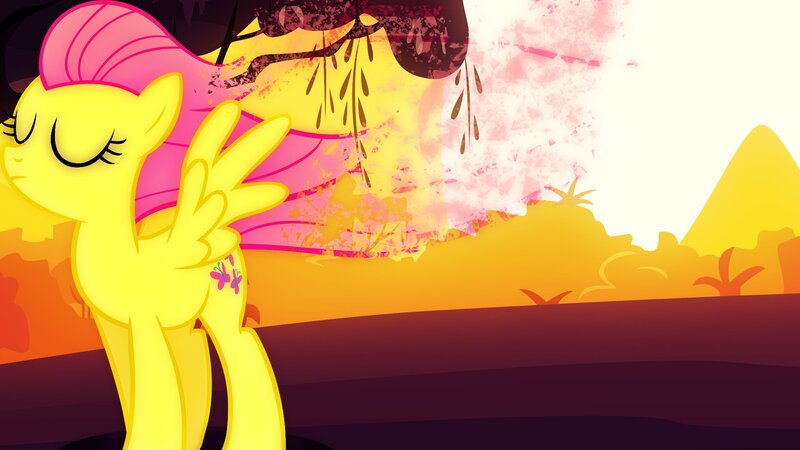 Fluttershy in a sunset