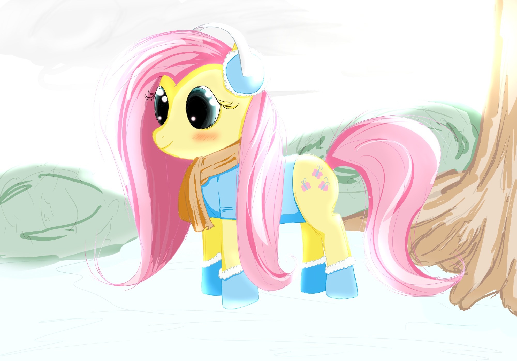 Fluttershy in winter gear