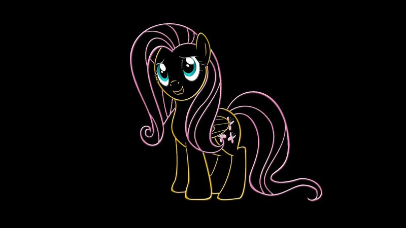 Fluttershy neon outline